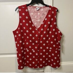 Liz Claiborne V‎ Neck Sleeveless Blouse Peplum Top Women’s Size XXL Linen Blend